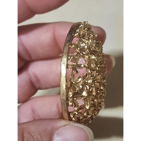 Vintage Signed ACT II Gold Tone Domed Flower Brooch Pin LARGE Round Floral - Picture 4 of 5